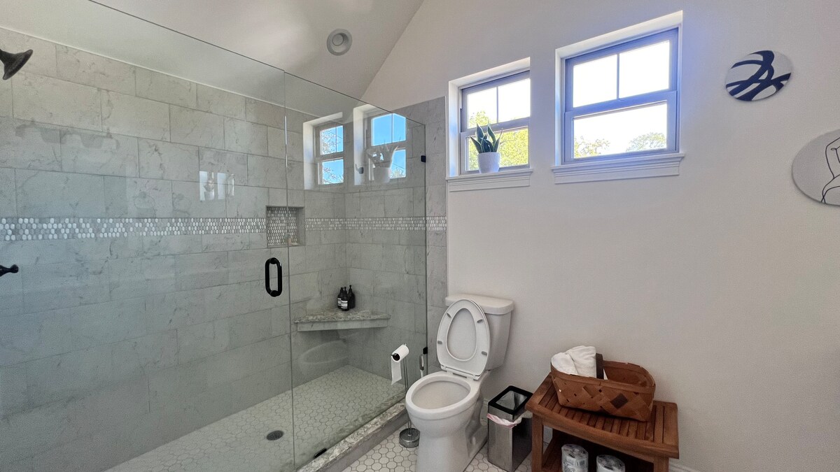 First bathroom storage area
