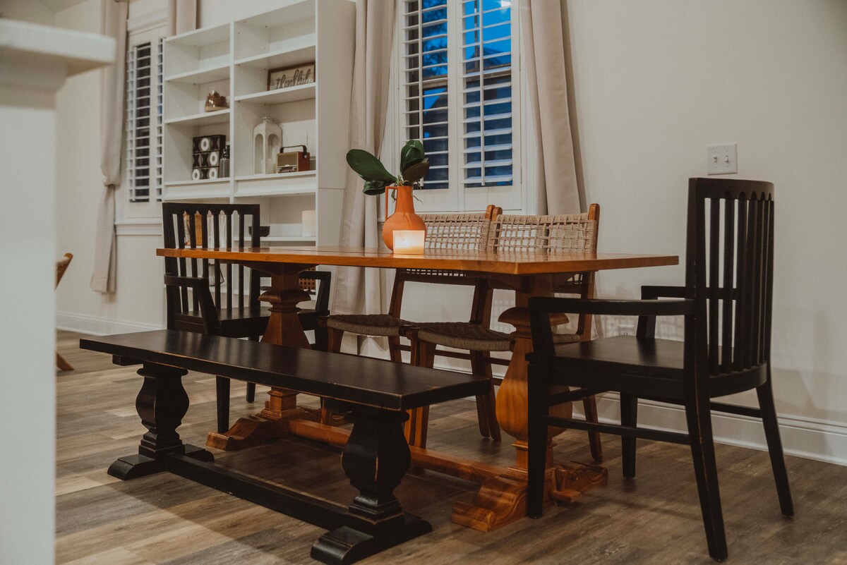 Solid-wood farm table for six